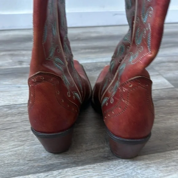Ariat boots brown leather teal trim size 7.5 Style #10006309 Sonora -  threedaughtersproperties.com
